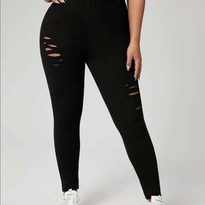 SHEIN Curve Ripped High Waisted Leggings